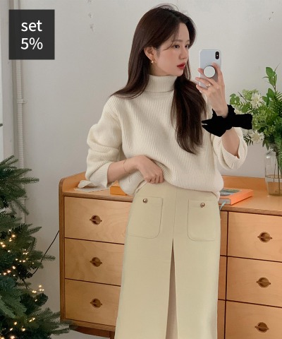 베이스 목폴라 티 + 버터 미디스커트 여성의류쇼핑몰 달트