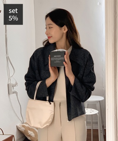 어바웃 집업 자켓 + 크로와상 반팔 니트 (울30%) 여성의류쇼핑몰 달트